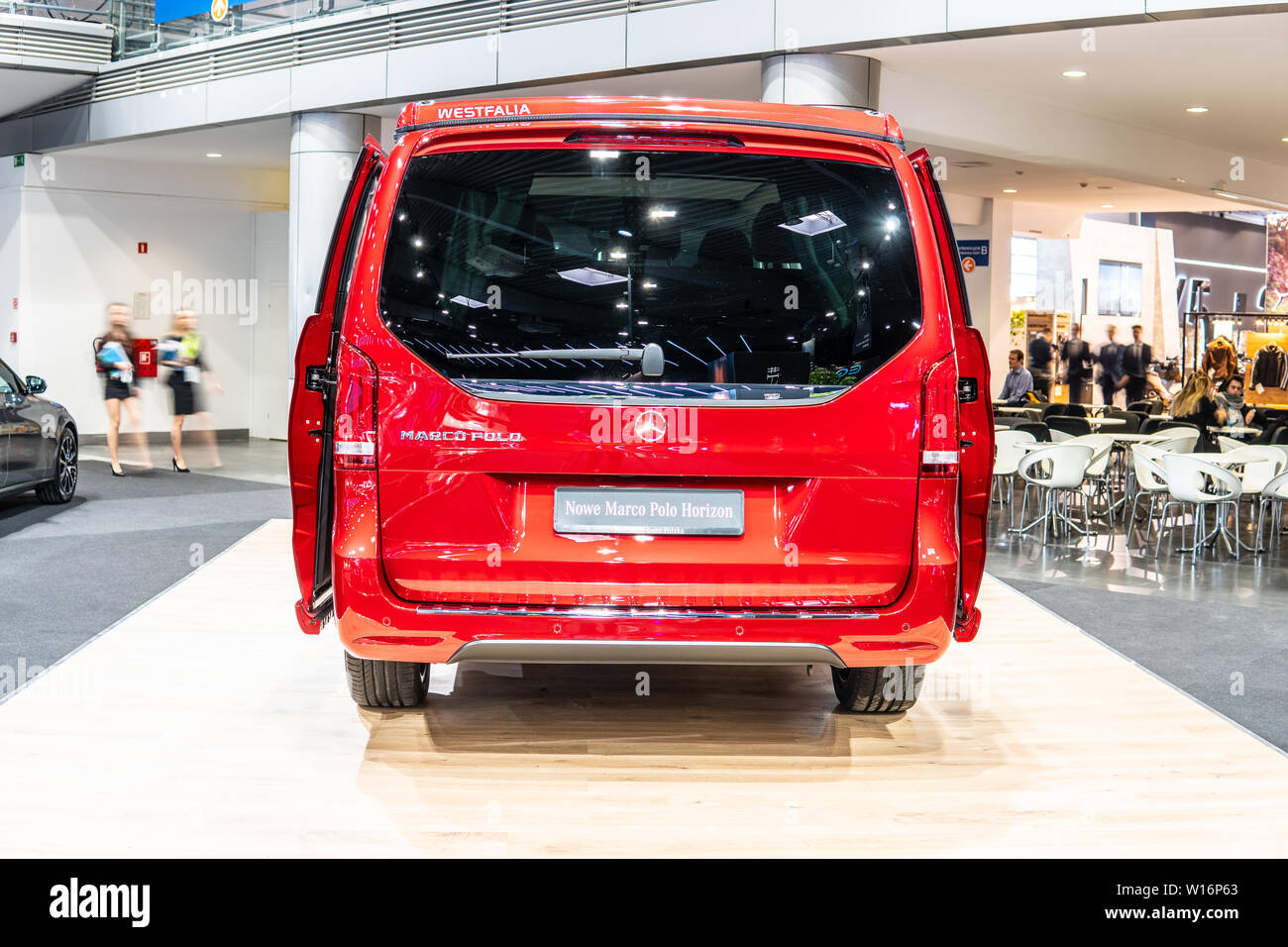 Poznan, Polonia, Mar Rosso 2019 tutti i nuovi Mercedes Viano Marco Polo orizzonte camping edition, Poznan International Motor Show, Mercedes classe V Vito camper Foto Stock