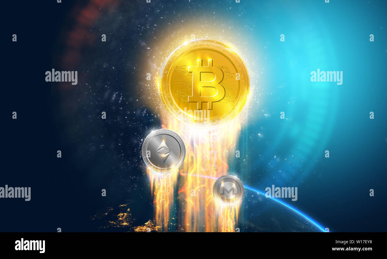 Cripto-moneta, internet Bitcoin denaro virtuale. Valuta la tecnologia Internet Business concetto. Foto Stock
