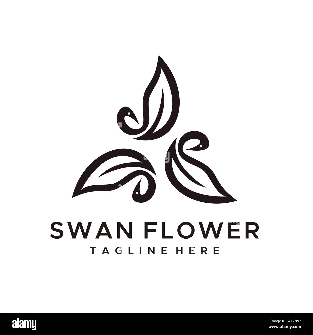 Fiore di Swan logo design vettoriali in stile minimalista Foto Stock