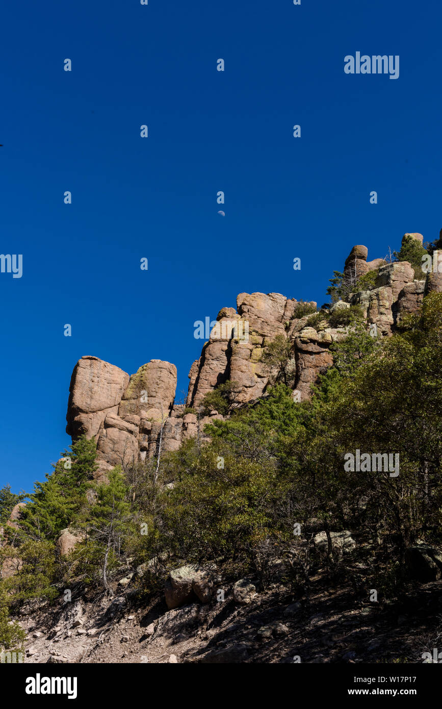 Organo a canne formazione a Chiricahua National Monument in Arizona del sud-est è una zona dove le rocce sono chiamati 'organo a canne formazione". Foto Stock