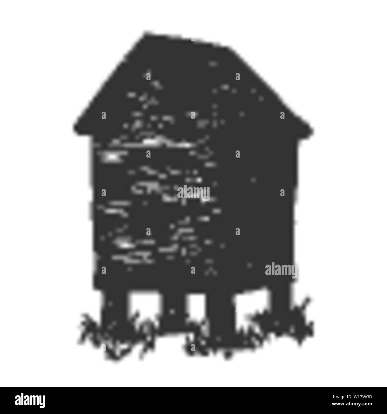 Alveare in legno apiario su erba vettore di apicoltura Illustrazione Vettoriale