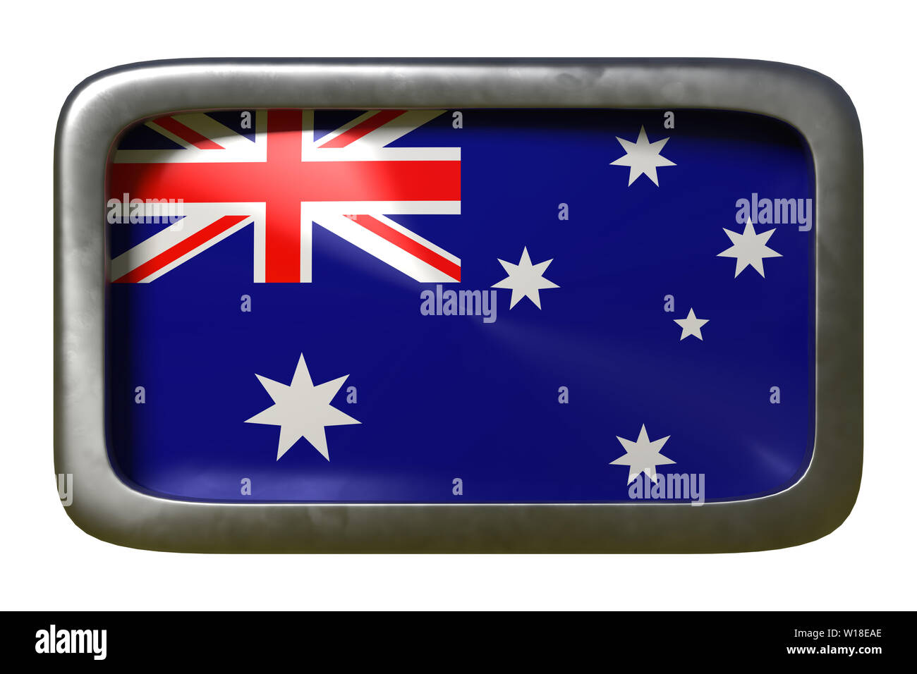 3D rendering di una bandiera dell'Australia su un cartello arrugginito isolato su sfondo bianco Foto Stock