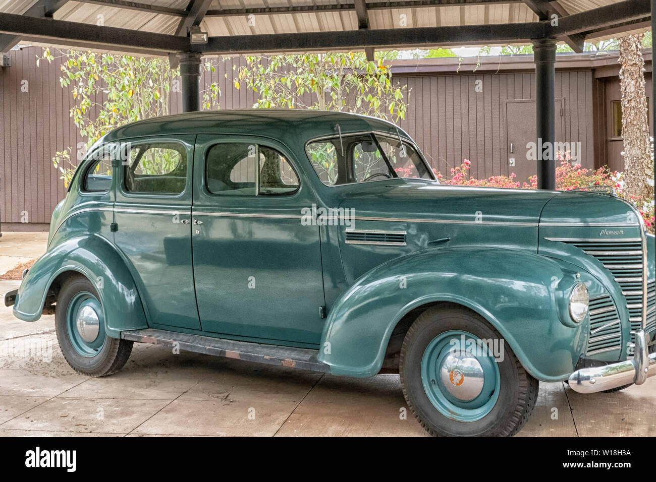 Plymouth Automobile usata da Elvis Presley a lasciare Tupelo e testa a Memphis e tagliare un record per record di Sun Foto Stock