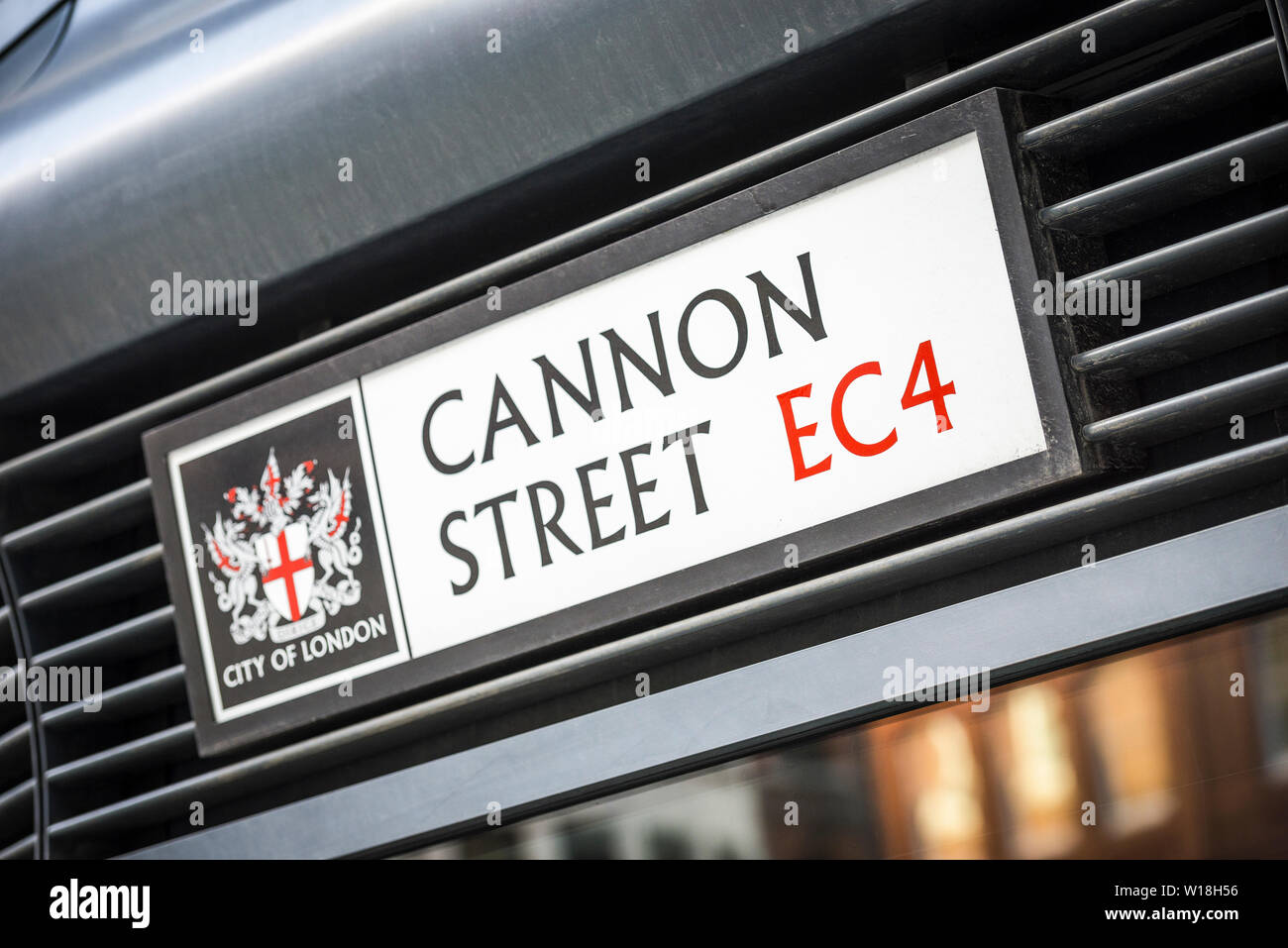 Cannon Street CE4 strada segno. Londra Foto Stock