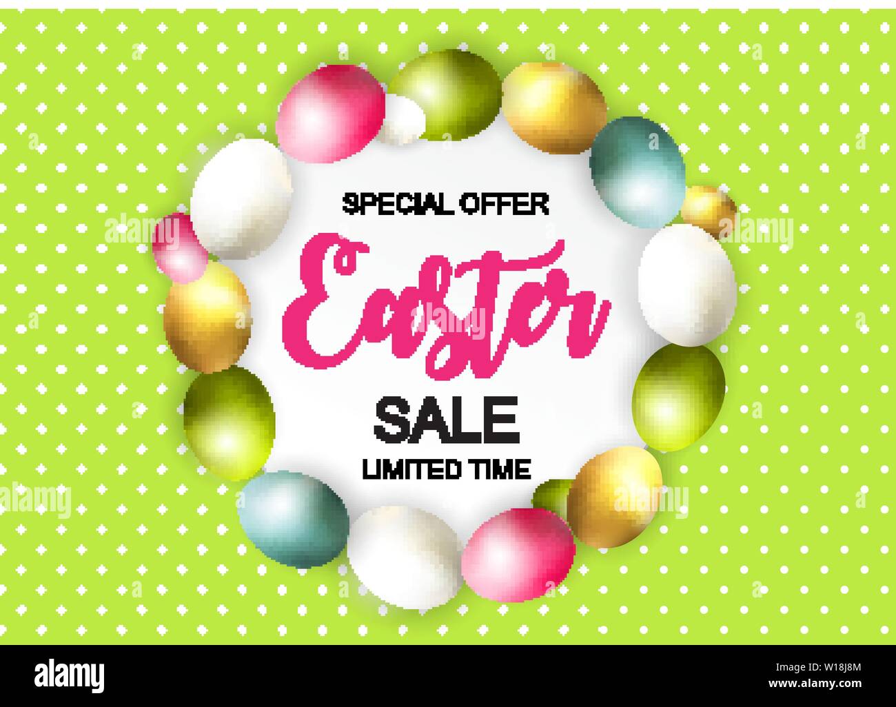 Felice Pasqua carino vendita Poster sfondo con uova. Illustrazione Vettoriale Illustrazione Vettoriale