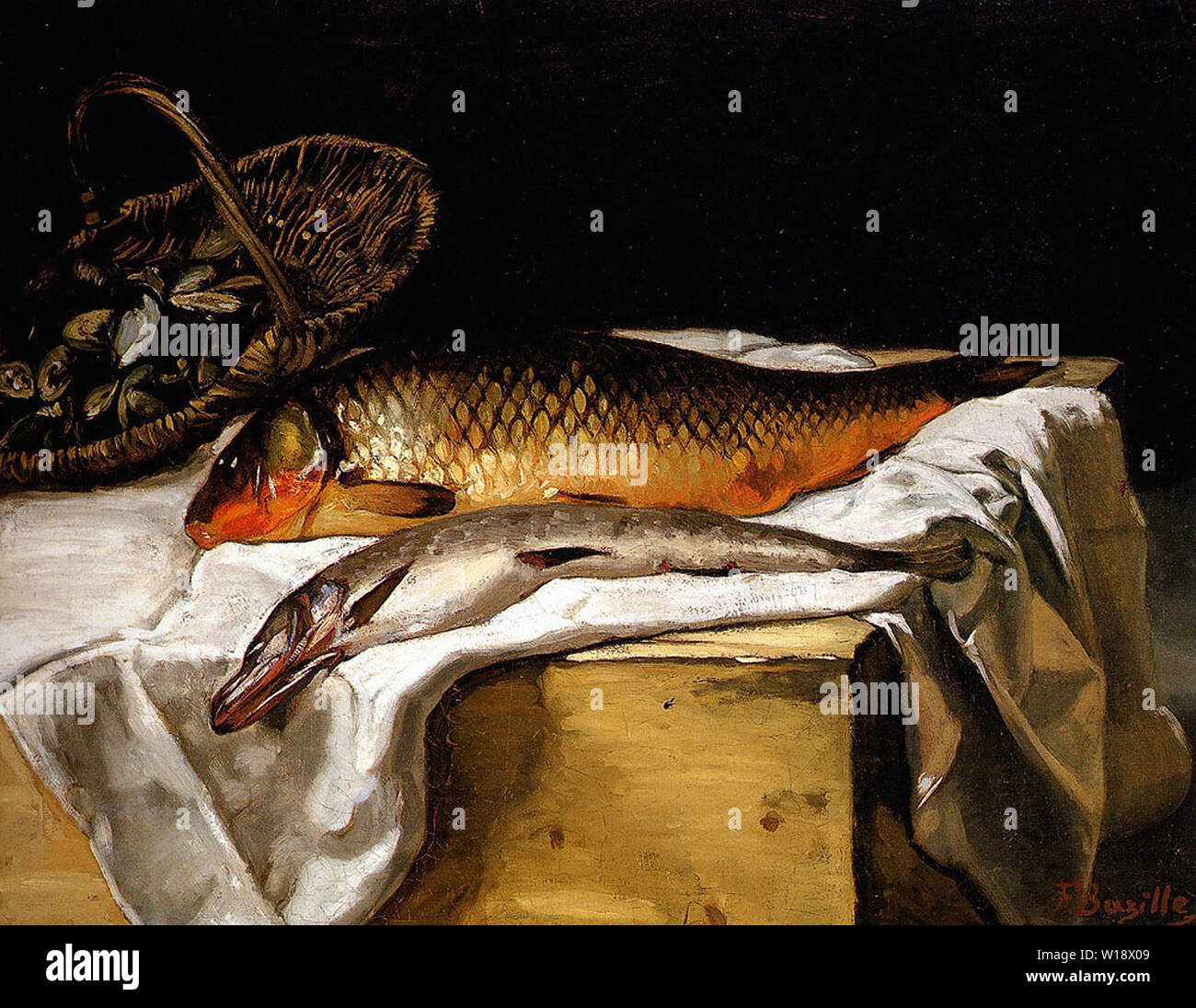 Frédéric Bazille - ancora vita pesci 1866 Foto Stock