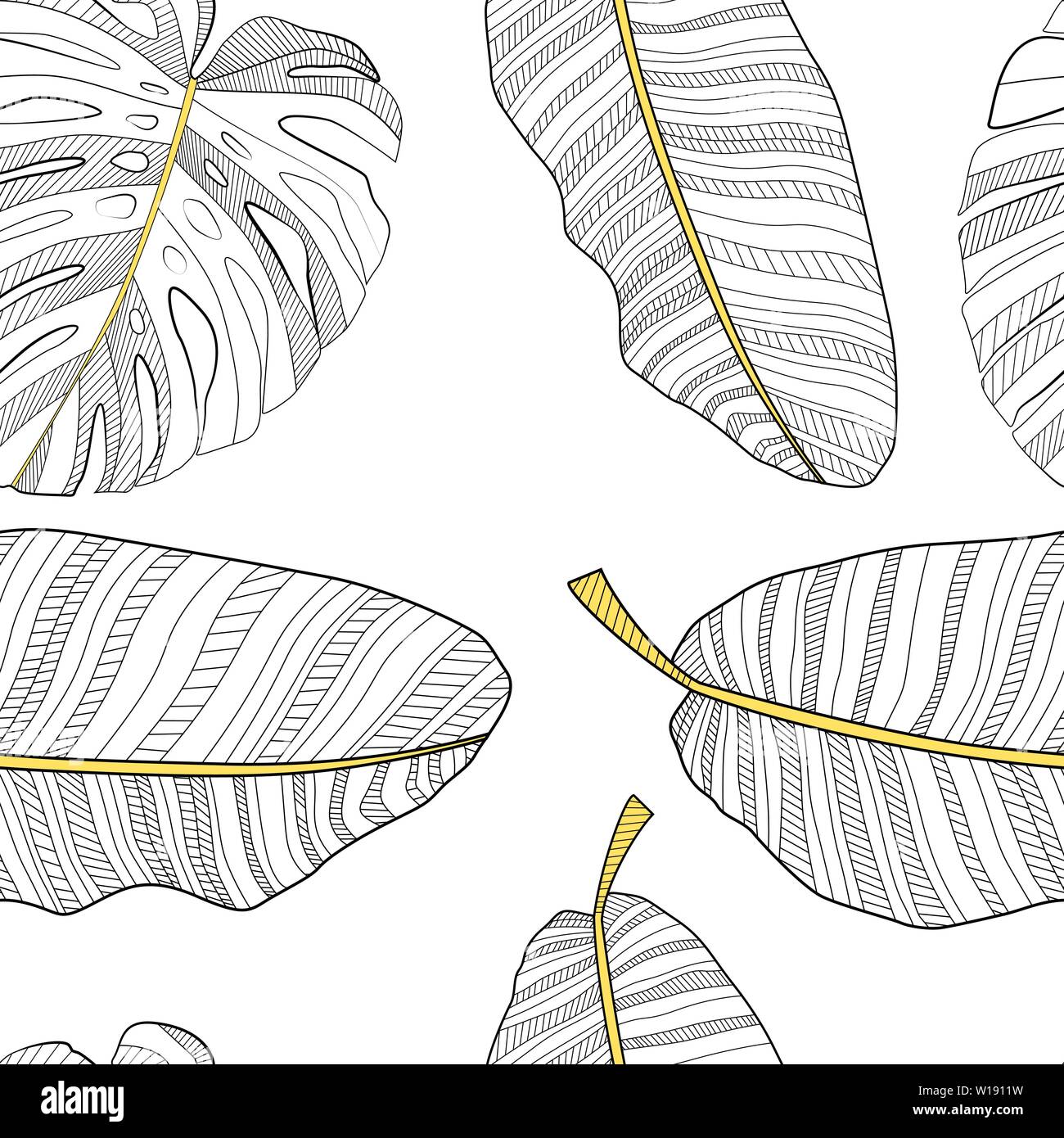 Abstract tropical di foglie di palma seamless pattern sfondo. Illustrazione Vettoriale Illustrazione Vettoriale