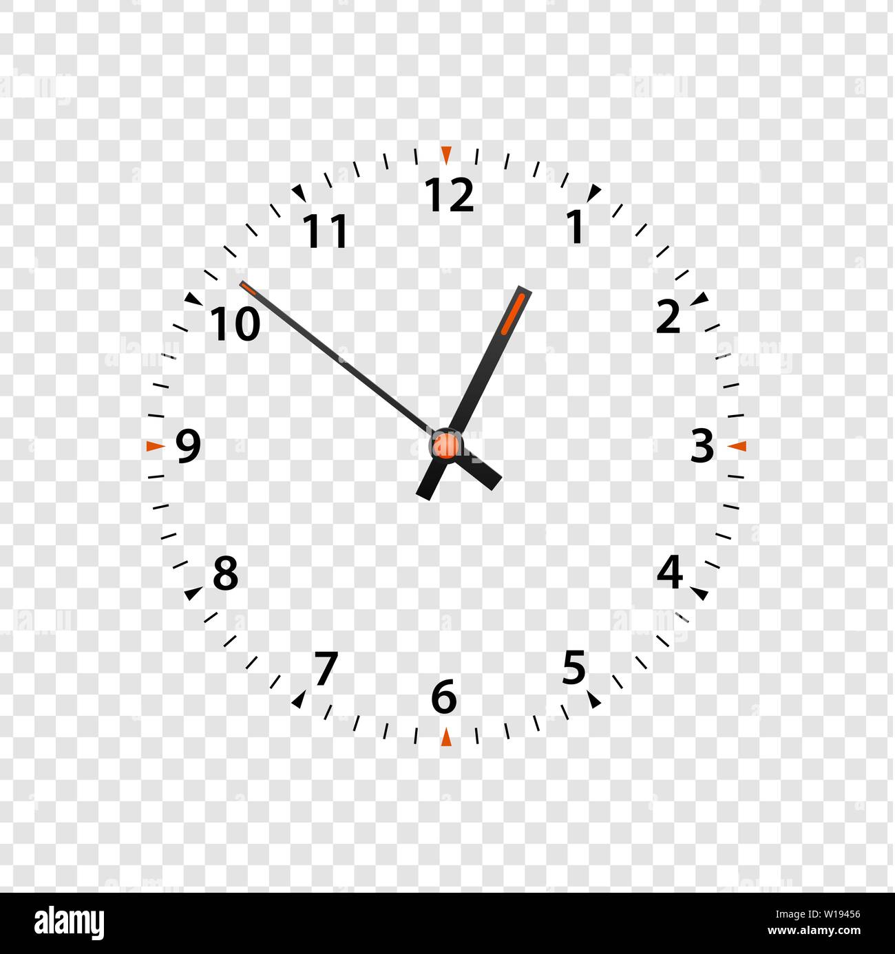 Vector orologio isolato su sfondo trasparente. Icona di un orologio modello  di disegno closeup. Scala temporale con numeri e lancette di orologio  Immagine e Vettoriale - Alamy