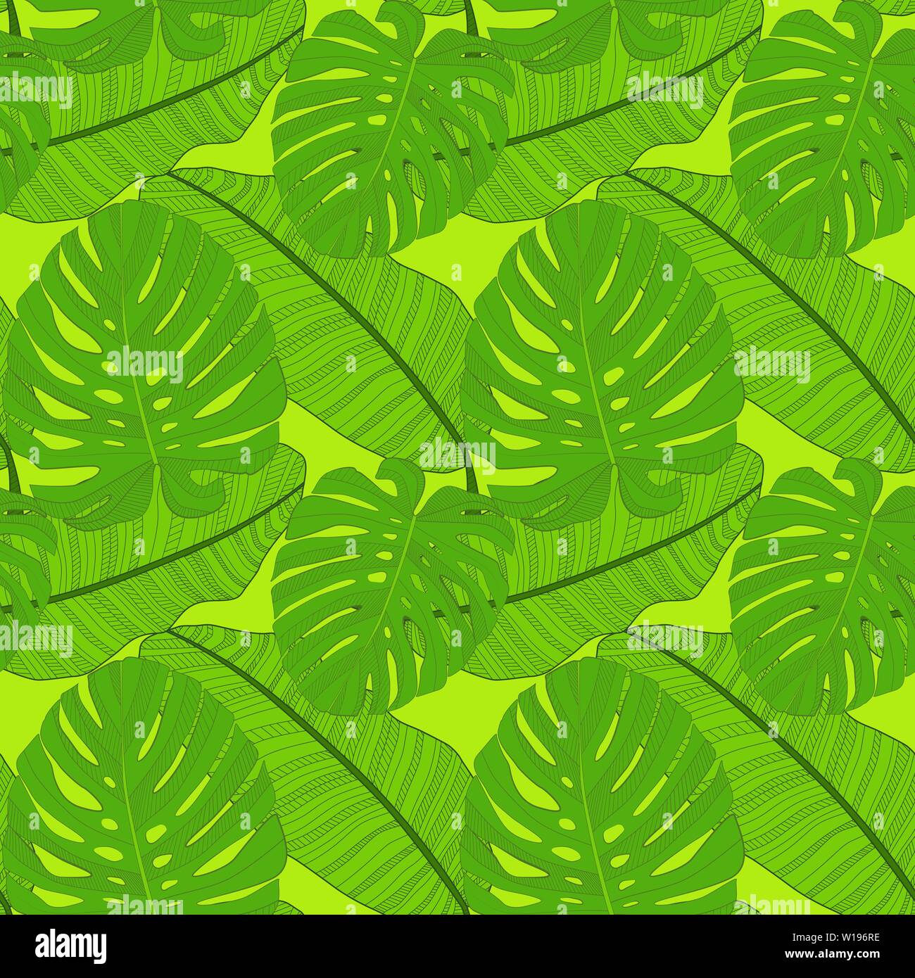 Abstract tropical di foglie di palma seamless pattern sfondo. Illustrazione Vettoriale Illustrazione Vettoriale