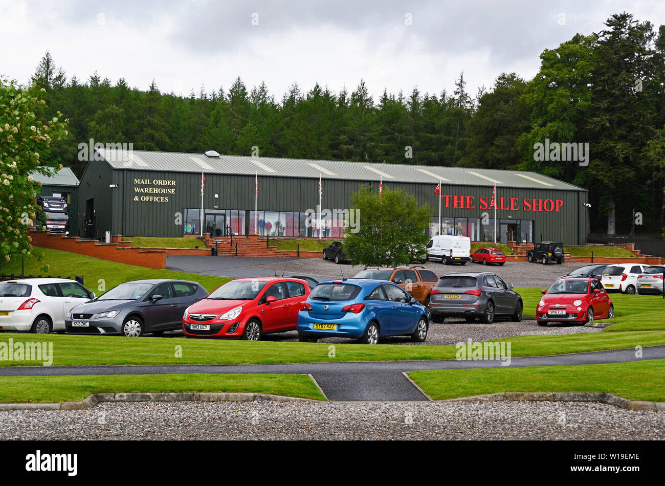 Ordine di posta Warehouse & Uffici e il negozio di vendita. La casa di Bruar, Blair Atholl, Perth and Kinross, Scotland, Regno Unito, Europa. Foto Stock