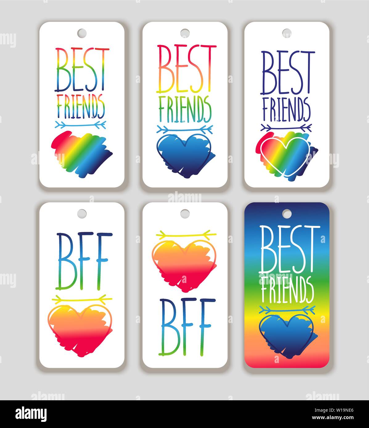 Set di elementi di design, tag con disegnati a mano la frase. Migliori amici. Bff. Illustrazione Vettoriale. Illustrazione Vettoriale