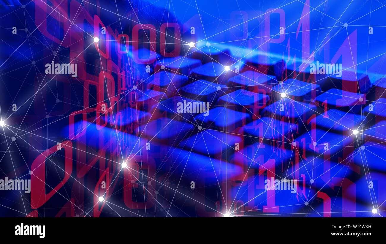 Le minacce alla sicurezza informatica, programmatore di computer, internet la trasformazione digitale, future concept Foto Stock