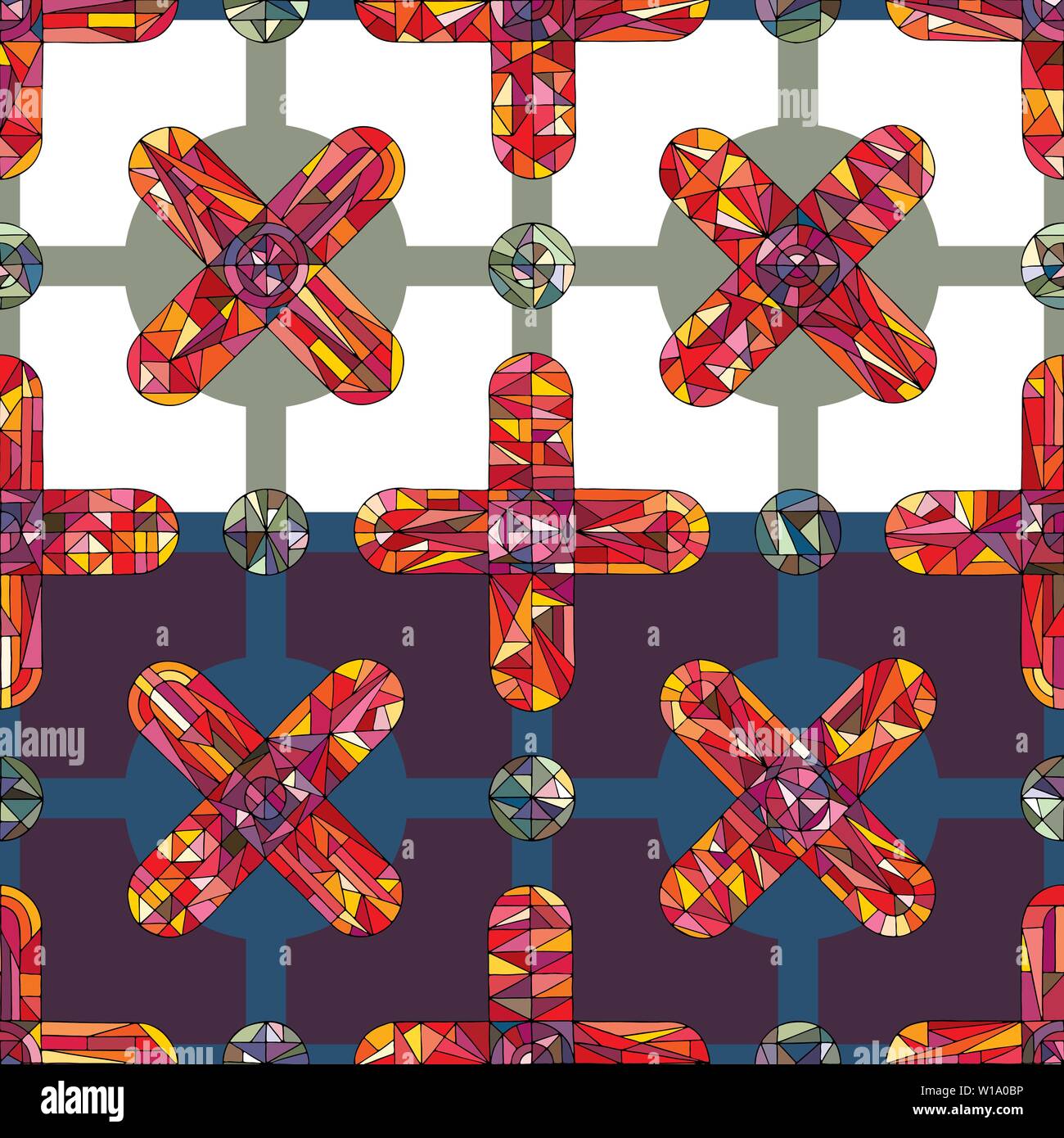 Disegnato a mano ornamento geometrico vector seamless pattern. Abstract attraversa la geometria dello sfondo. Dettagliate texture di gioielli in stile moderno per desi di superficie Illustrazione Vettoriale