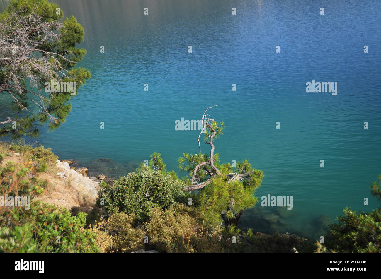 Blue Lagoon Riserva Naturale, Oludeniz, Fethiye, Turchia. Foto Stock