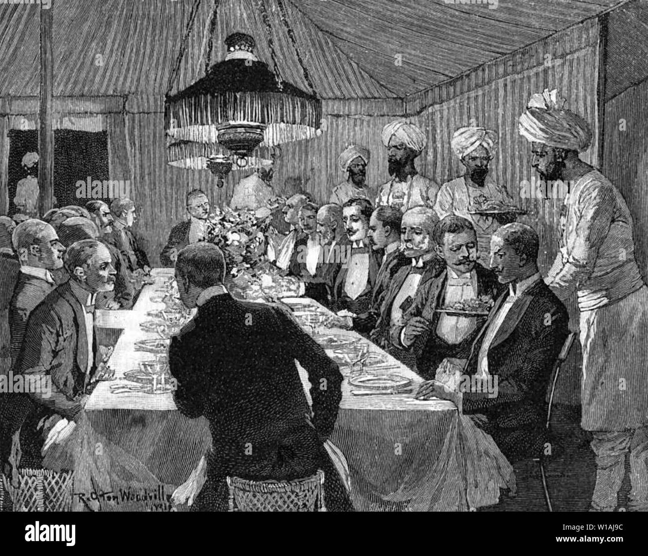 BRITISH MENSA UFFICIALI IN INDIA circa 1860 Foto Stock