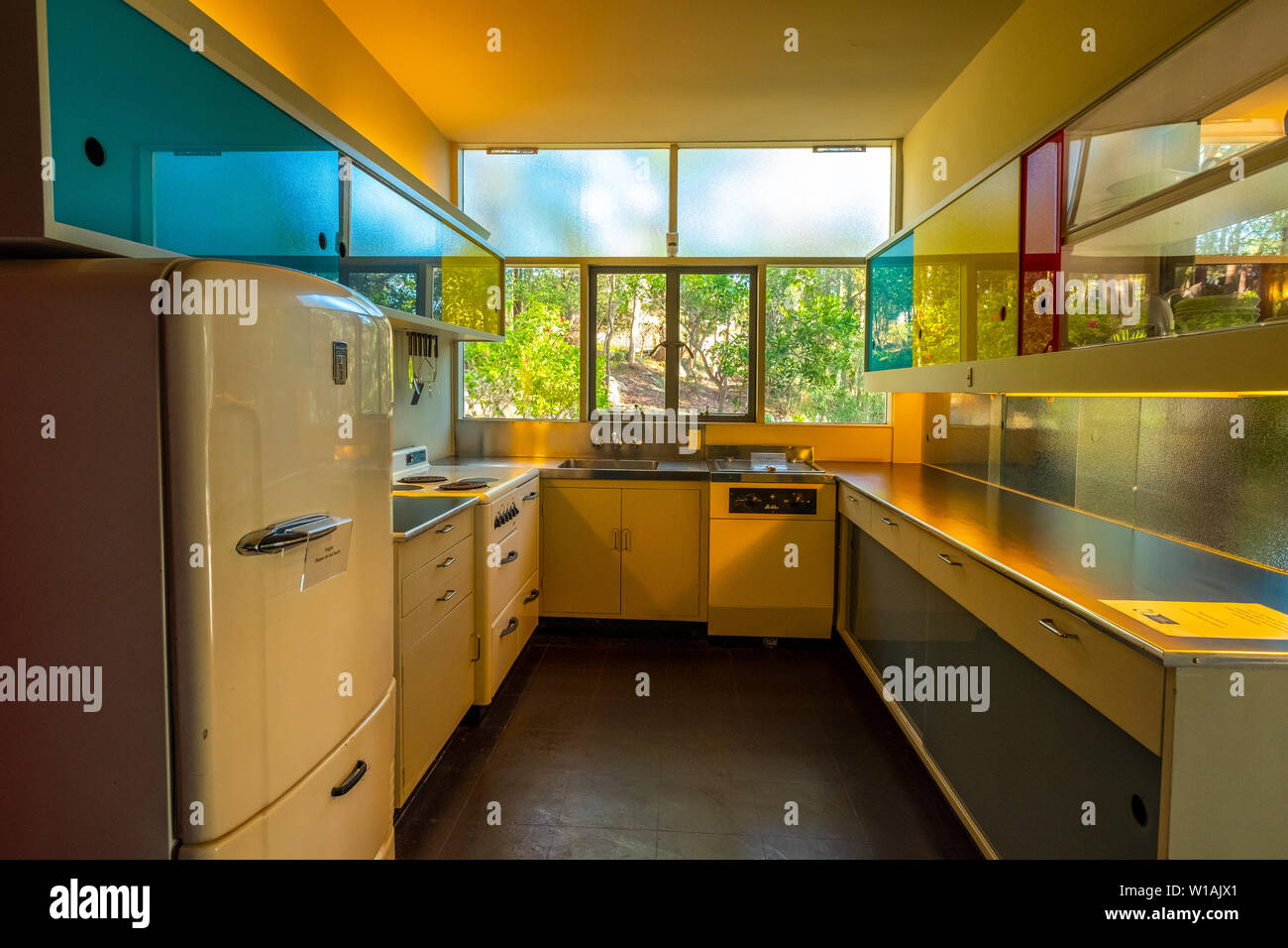 Rose Seidler House è un patrimonio-elencati ex residenza e ora la casa museo situato in Wahroonga, Sydney, NSW, Australia da Harry Seidler. Foto Stock