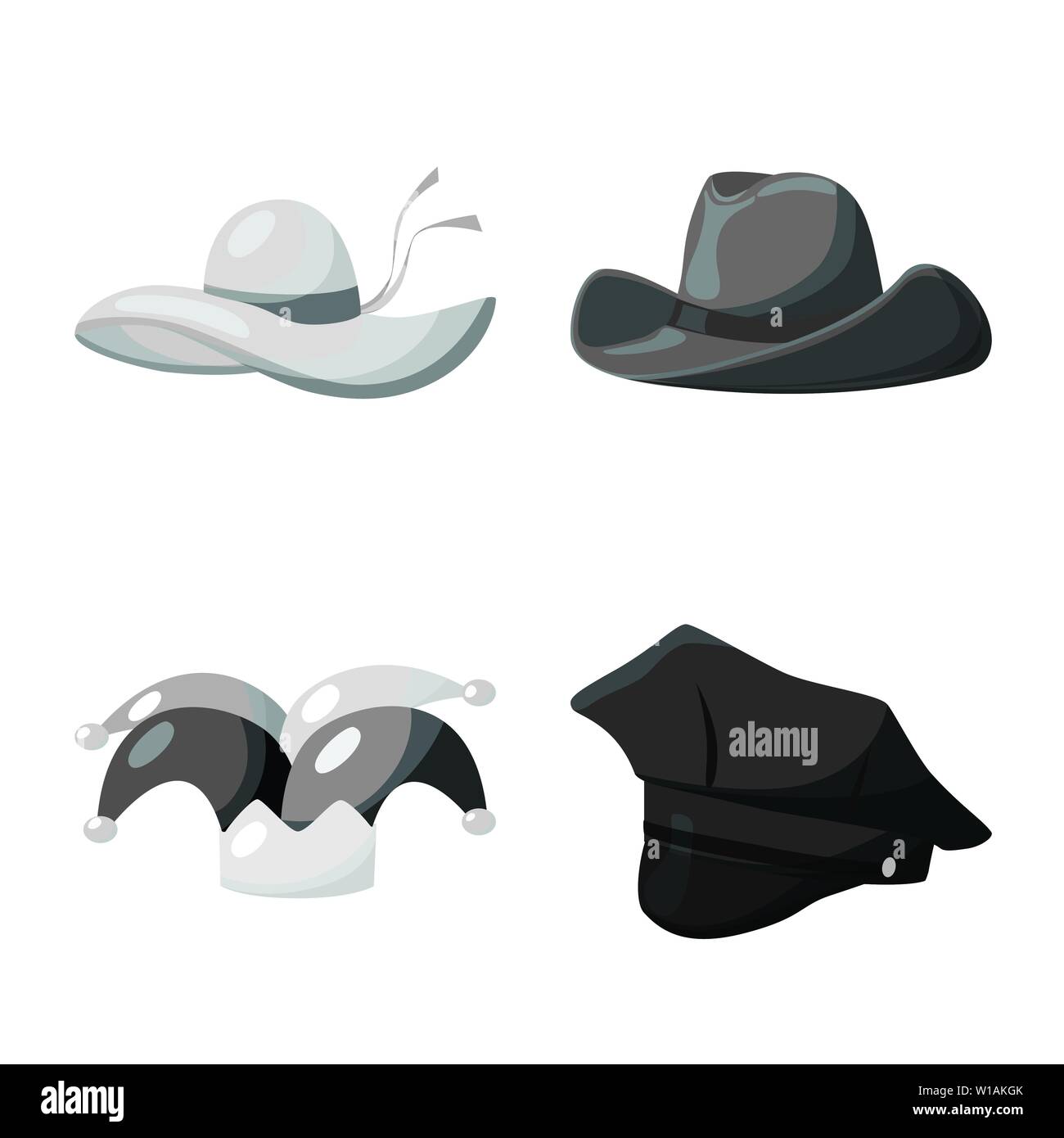 Il design del vettore di hat e casco di segno. Raccolta di hat e professione icona vettore per il magazzino. Illustrazione Vettoriale