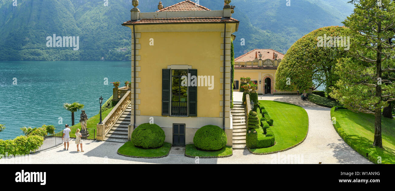LENNO, LAGO DI COMO, Italia - Giugno 2019: vista panoramica del parco della Villa del Balbianello a Lenno sul Lago di Como. Foto Stock