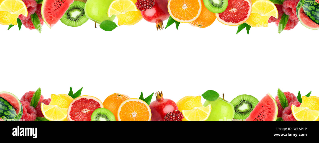 Collage di frutta mista. Colori freschi frutti. Concetto di cibo Foto Stock