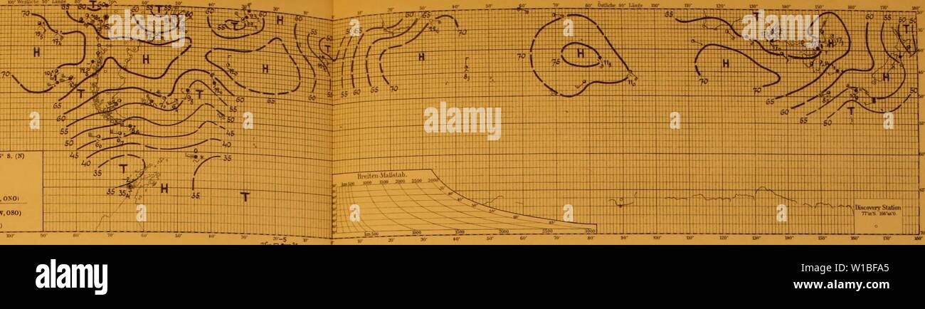 Immagine di archivio da pagina 388 di Deutsche Südpolar-Expedition, 1901-1903, im Auftrage. Deutsche SÃ¼dpolar-Spedizione, 1901-1903, im Auftrage des Reichsamtes des Innern . deutschesdpola1311deut Anno: 1911 rj-'MÃÂ"W 90- tinte SV â¢r-rri:r?o.  JWilterurfs-UbÂ"rsicht.|  Hoch 1) C 'Â" 'iÂ° - ' 8- Tief I) n. La funzionalità TSO 180 W. 60-6S' S. (N) 2) 5 rw aria 40-4.V (O) 2) Le OCS l sc 3) 5 ;ra W Â Â"â ¢ (Ol .1) 3 ns 65' CT 4&GT; X ?J &' ' 4 ' ' 5) o 765 'y 45 (W. NMO) 5) 0 755 43 S(r) 7 o 776 75-9rr 4r J &lt; 7Â" J'; 91 r 765 15R .TS- (801 101 D 755 170' 45- Â"8Â° 18, ONO) 91 760 20' 0. iCr 101 w 765 lao- Â"RTW. Foto Stock