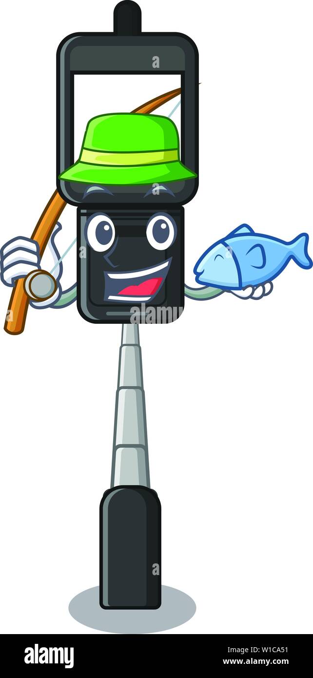 La pesca un porta telefono cellulare su un carattere Illustrazione Vettoriale