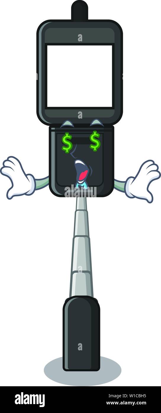 Occhio di denaro un porta telefono cellulare cartoon sopra la tabella Illustrazione Vettoriale