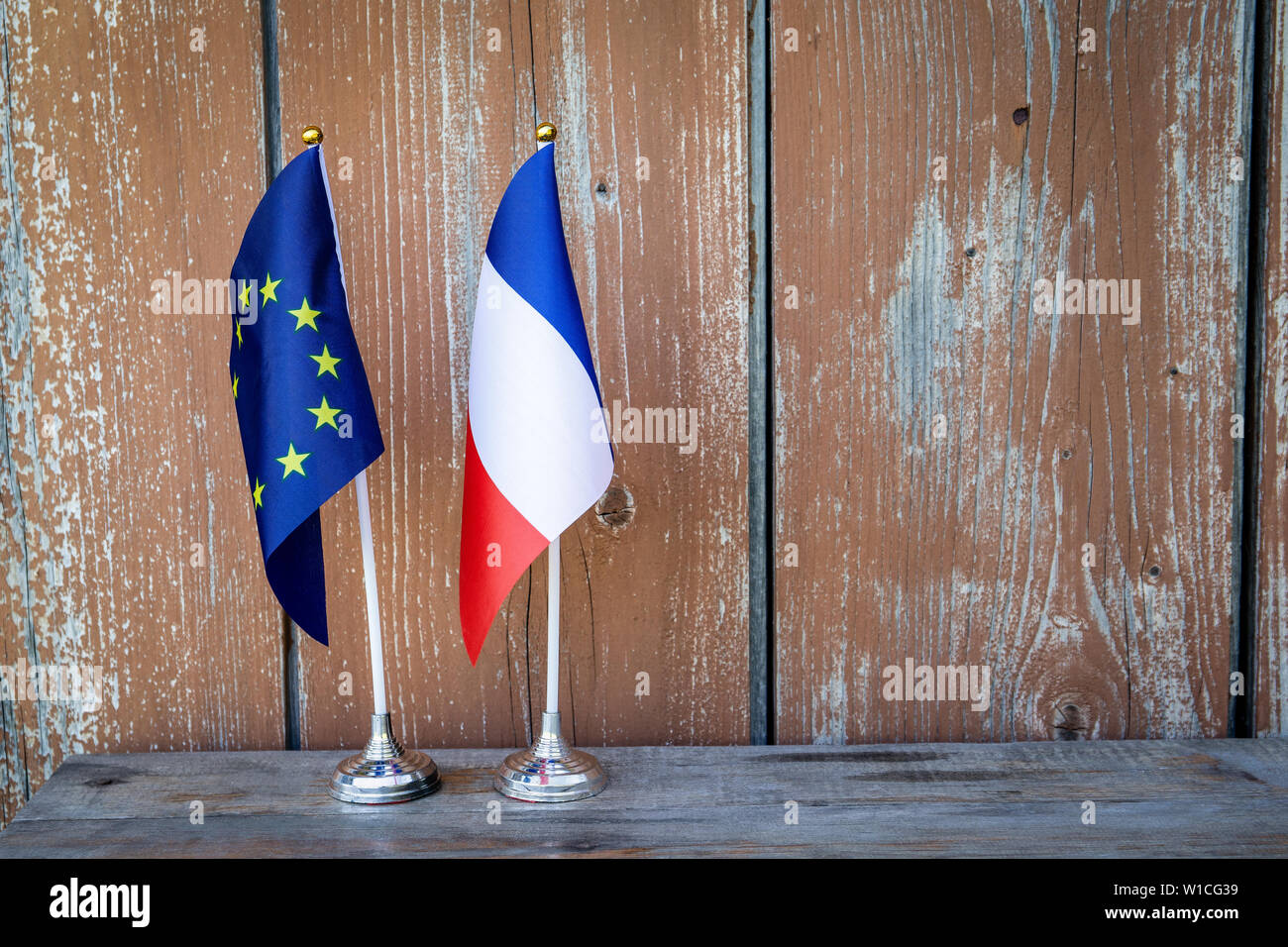 Bandiera della Francia e dell'Unione europea Foto Stock
