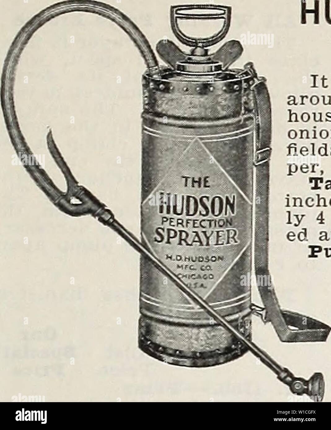 Immagine di archivio da pagina 64 del giubileo di Diamante settantacinquesimo anniversario (1935). Diamond giubileo settantacinquesimo anniversario . diamondjubilee751935la grif Anno: 1935 GRIFFITH & TURNER CO., 205 N. PACA ST., Baltimore, MP. 61 HUDSON perfezione irroratrice è molto pratico per utilizzare tutto il frutteto, granaio, o out- house, sulle piccole aziende agricole del carrello; la cipolla, melone e piccoli campi di patate; per la rimozione delle vecchie mura pa- per, spruzzatura stock dip, ecc. Serbatoio. 7 pollici di diametro, 20 pollici alto; capacità approssimativa- ly 4 galloni. Tutte le cuciture sono rivetto- ed e saldato. Pompa. Senza saldatura tubi di ottone, 1 pollici di diametro, 15 cm di lunghezza. N. Foto Stock