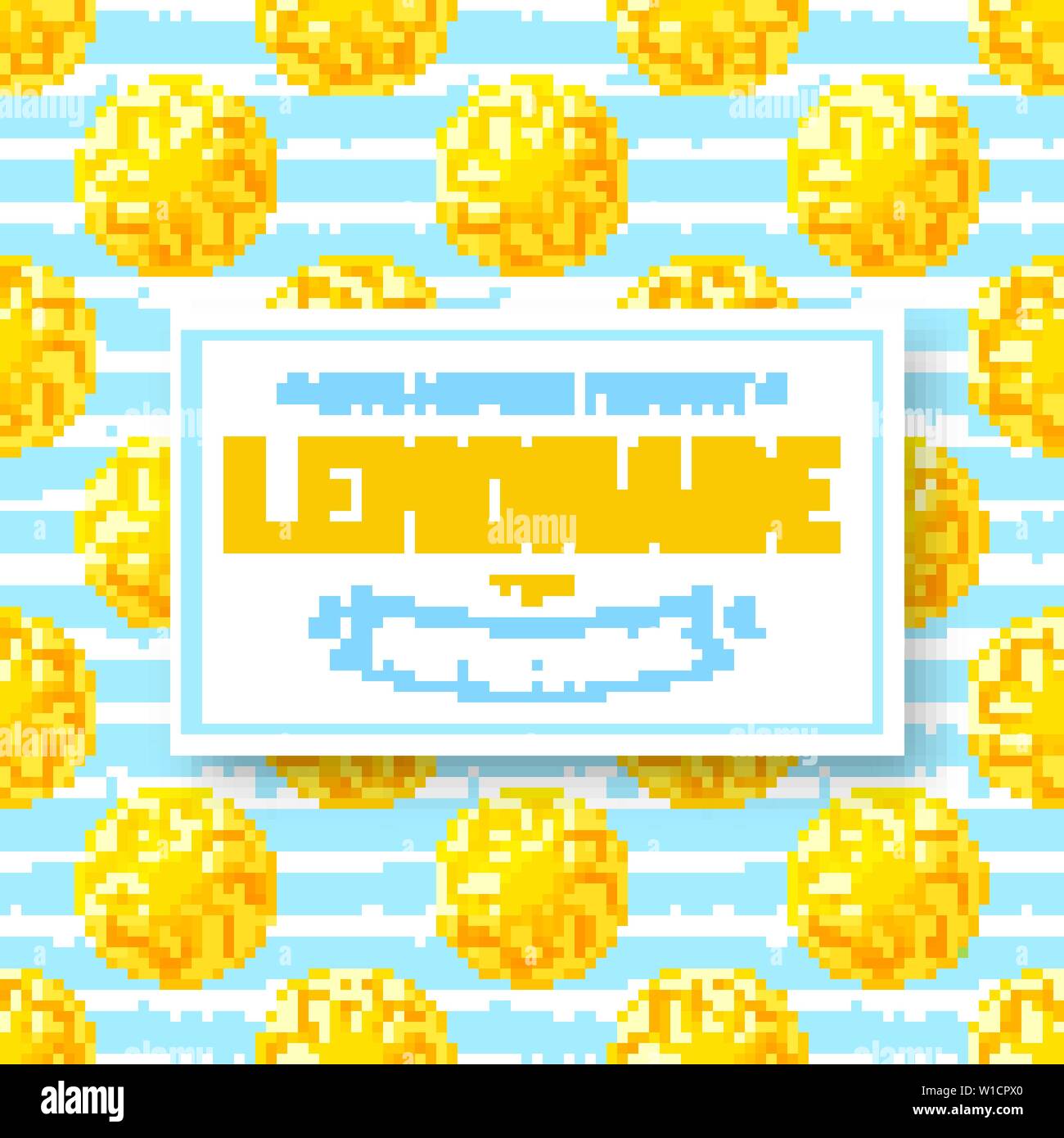 Limonata Fresca - banner di vettore. Sfondo senza soluzione di continuità con i limoni e etichetta con testo. Illustrazione Vettoriale