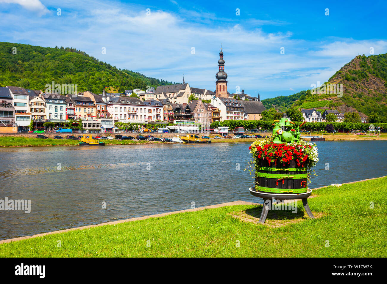 Cochem città vecchia e sul fiume Mosella in Germania Foto Stock