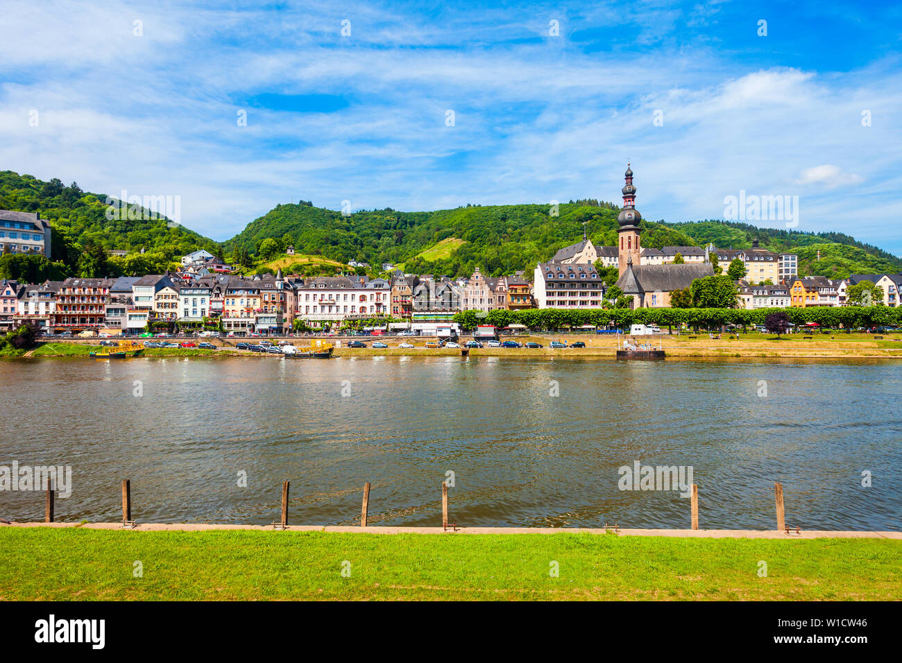 Cochem città vecchia e sul fiume Mosella in Germania Foto Stock