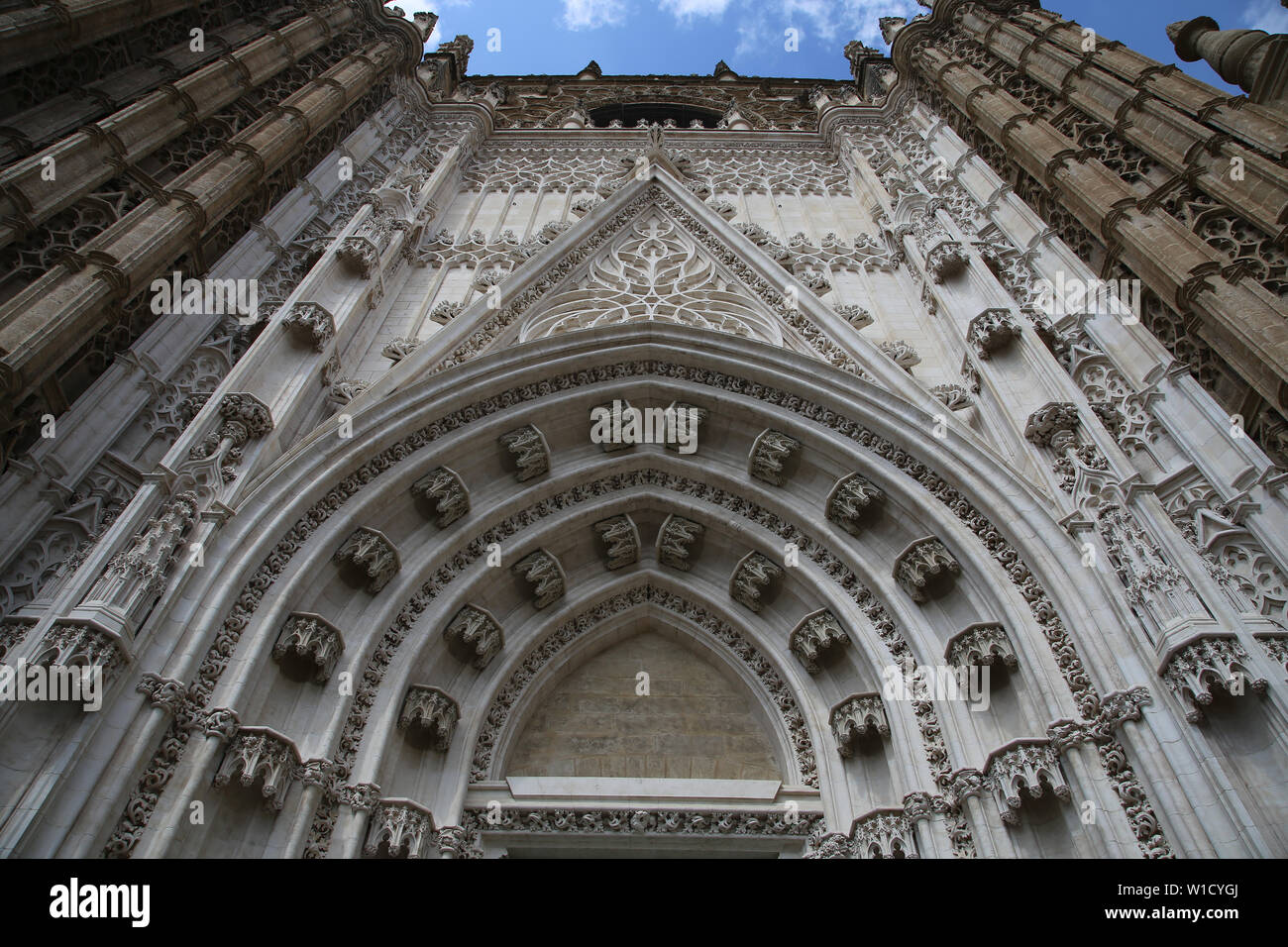 Spagna. Siviglia. Cattedrale. Porta del principe. Xix secolo. Dettaglio. Foto Stock