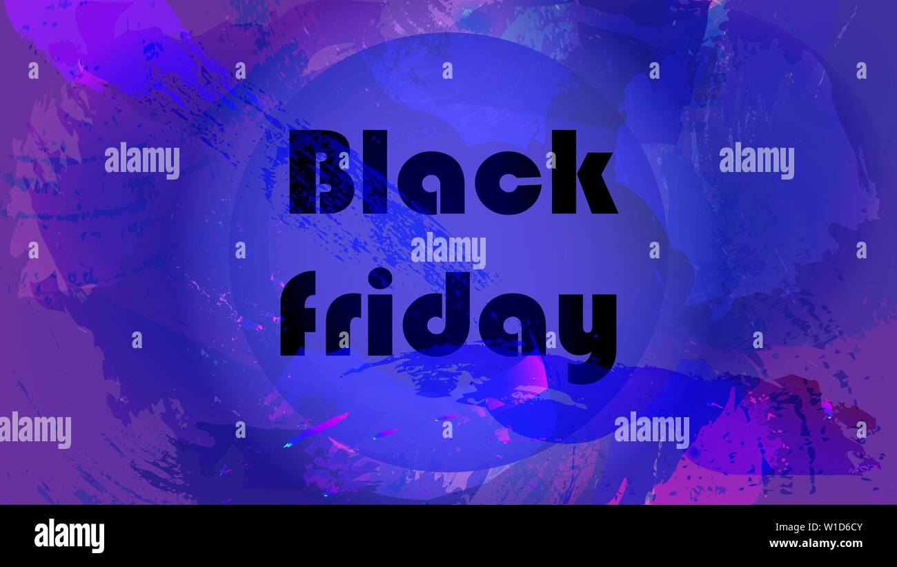 Misterioso viola sfondo blu con venerdì nero il testo in un cerchio. Modello di poster, vendite. Vettore modificabile, EPS 10 Illustrazione Vettoriale