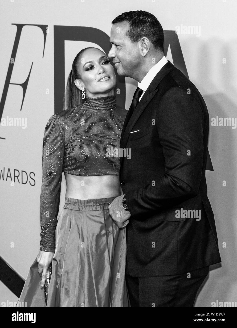 New York, NY - Giugno 03, 2019: Jennifer Lopez e Alex Rodriguez partecipare 2019 CFDA Fashion Awards al Brooklyn Museum Foto Stock