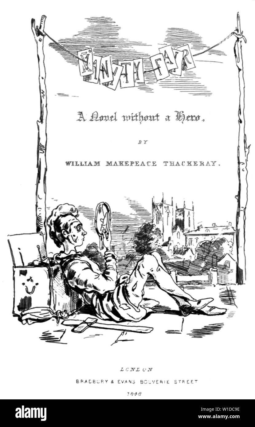 WILLIAM MAKEPEACE THACKERAY (1811-1863) romanziere britannico. Titolo pagina di Vanity Fair disegnato dall'autore. Foto Stock