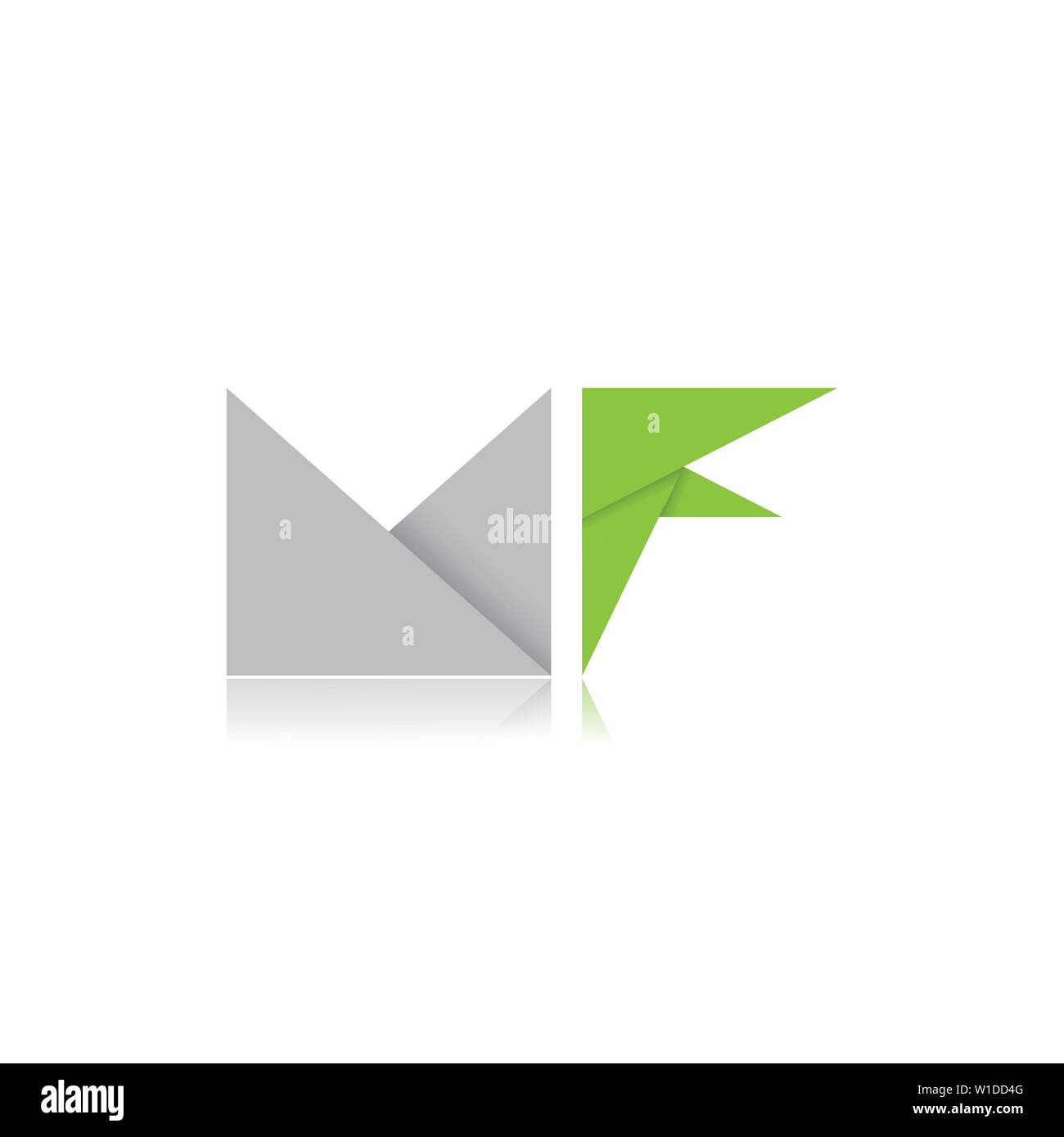 Lettera di MF piegando la carta logo stile vettore di design Illustrazione Vettoriale