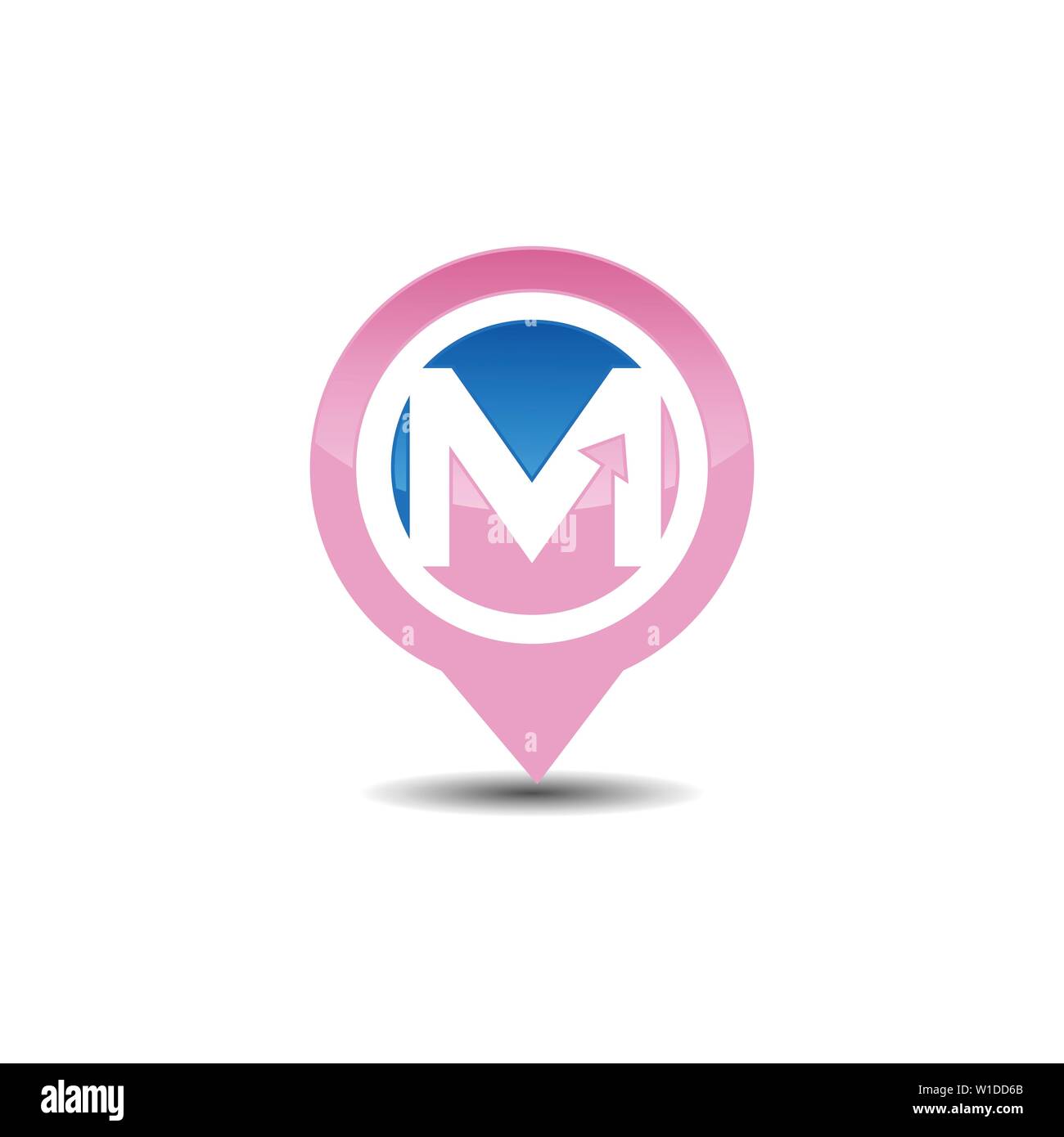 Lettera M GPS logo del puntatore Illustrazione Vettoriale