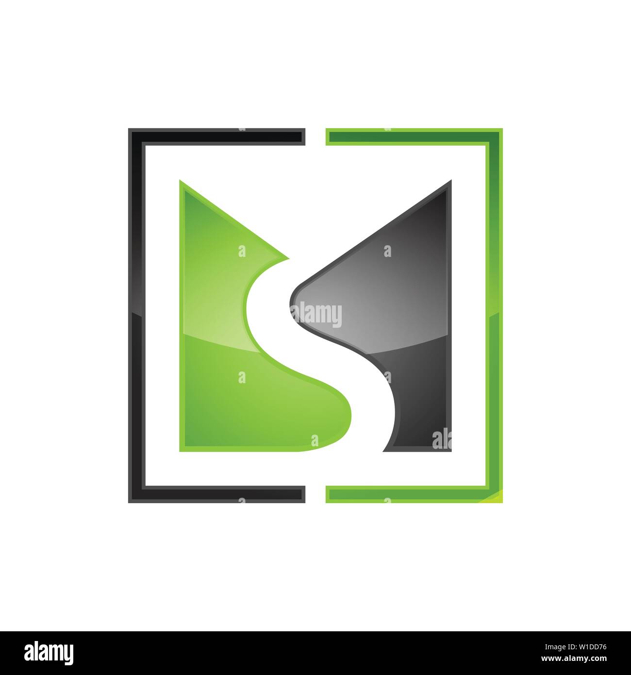 Creative ms vettore lettera logo design con stile negativo Illustrazione Vettoriale