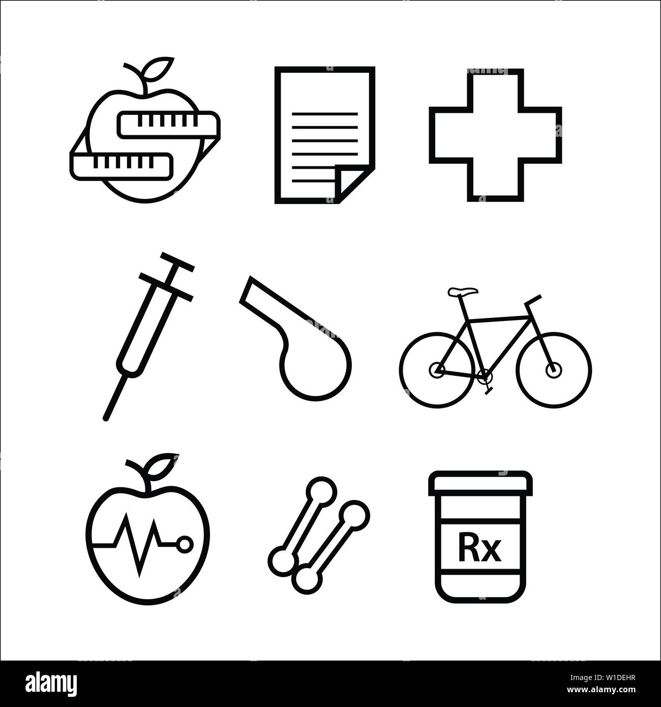 Semplice insieme di Fitness vettore relative Icone di linea Illustrazione Vettoriale