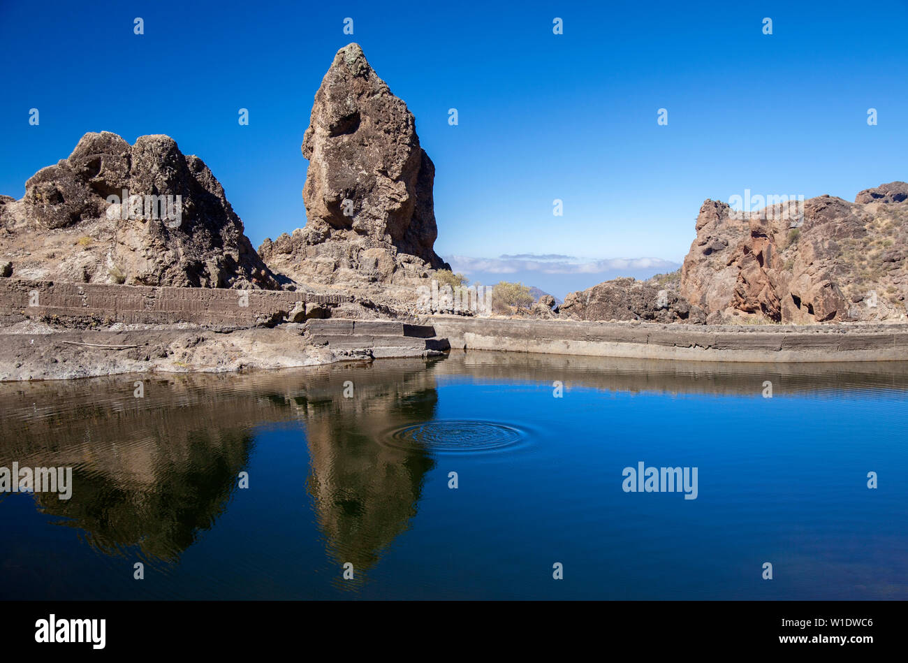 Gran Canaria, Hoya de la Vieja burrone, serbatoio acqua dolce Foto Stock