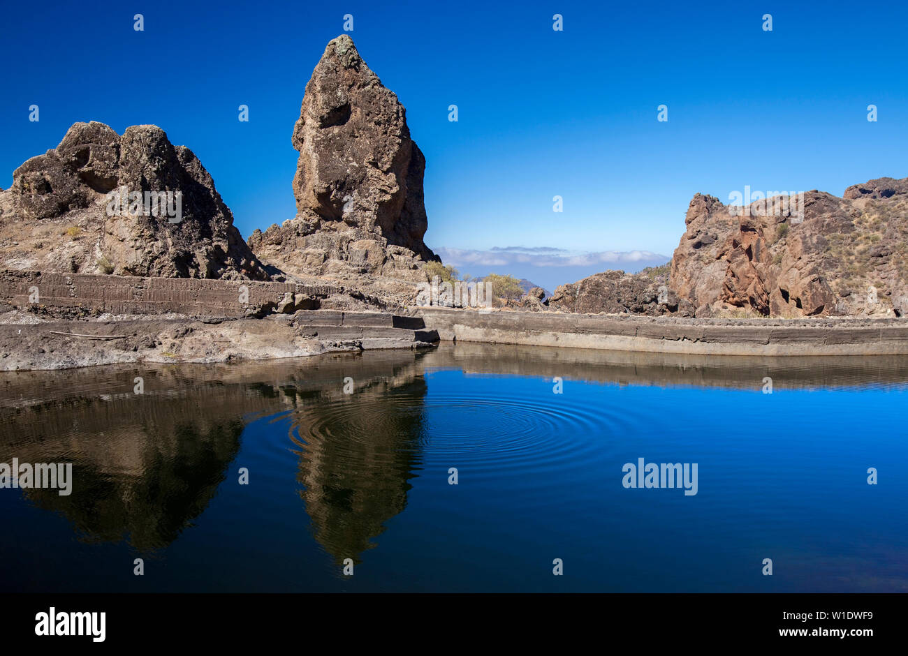 Gran Canaria, Hoya de la Vieja burrone, serbatoio acqua dolce Foto Stock