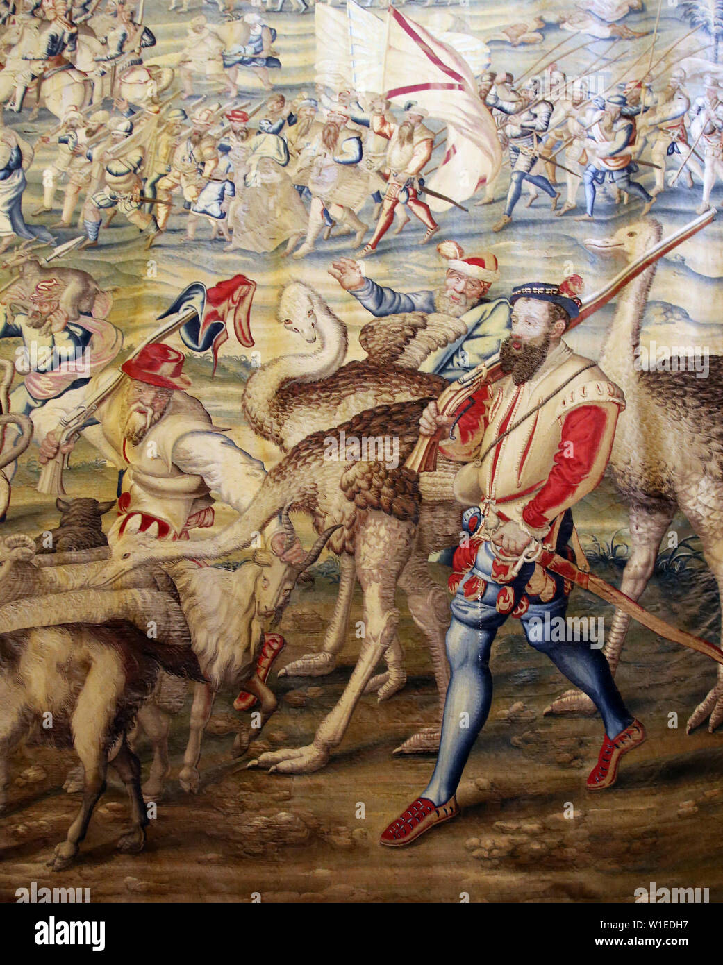 Conquista di Tunisi (1535). Arazzo. Dettaglio. 1740. Alcazar di Siviglia. Spagna. Foto Stock