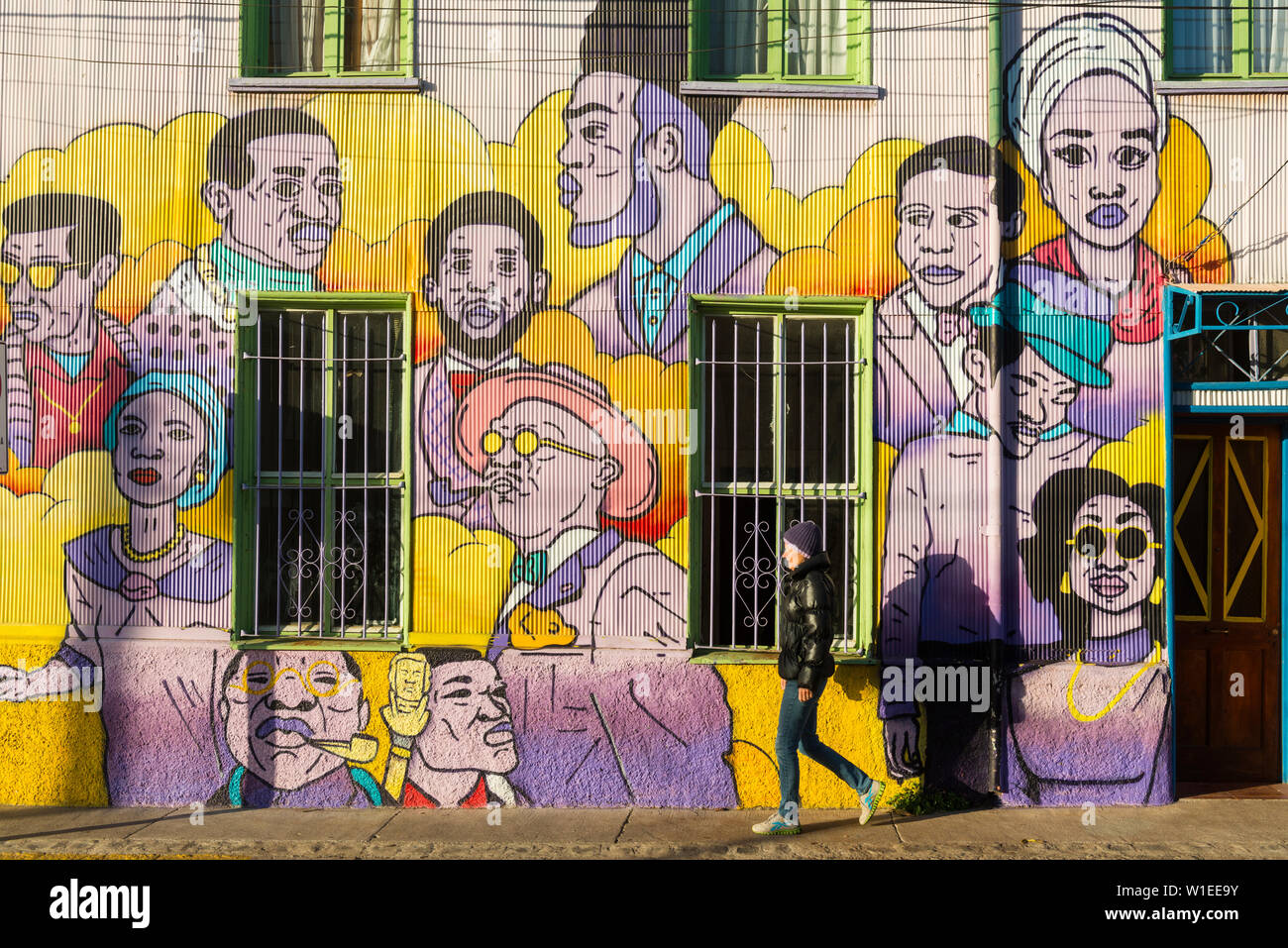 La street art di Valparaiso, Cile, Sud America Foto Stock