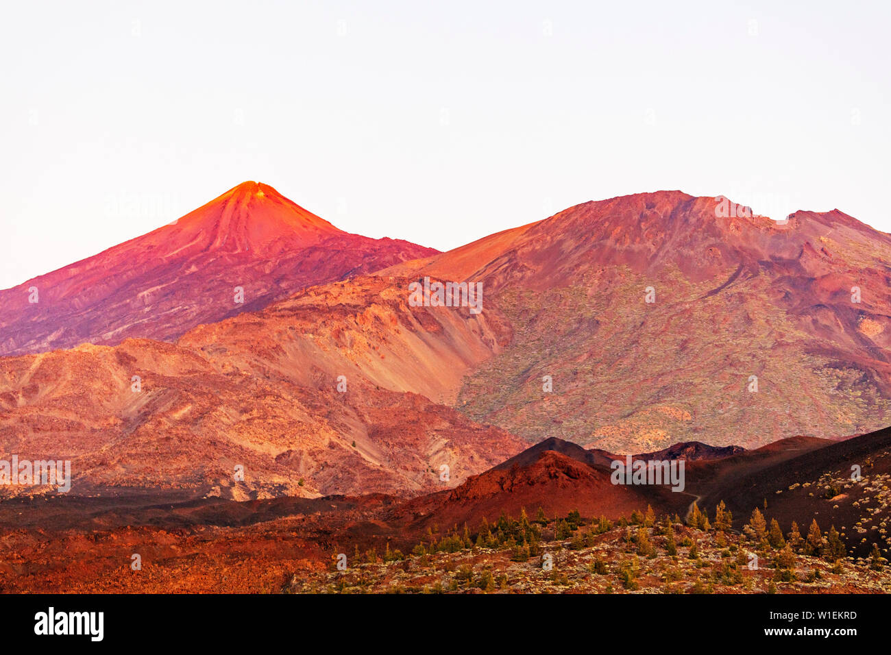 Pico del Teide, 3718m, la montagna più alta in Spagna e Parco Nazionale di Teide, sito Patrimonio Mondiale dell'UNESCO, Tenerife, Isole Canarie, Spagna, Atlantico, Europa Foto Stock