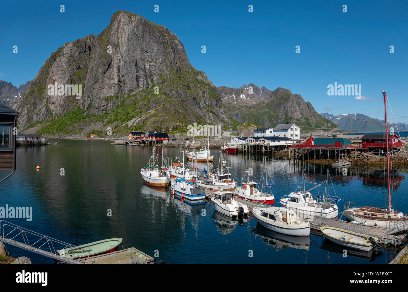 Hamnoy Harbour, Isole Lofoten,Norvegia. Foto Stock