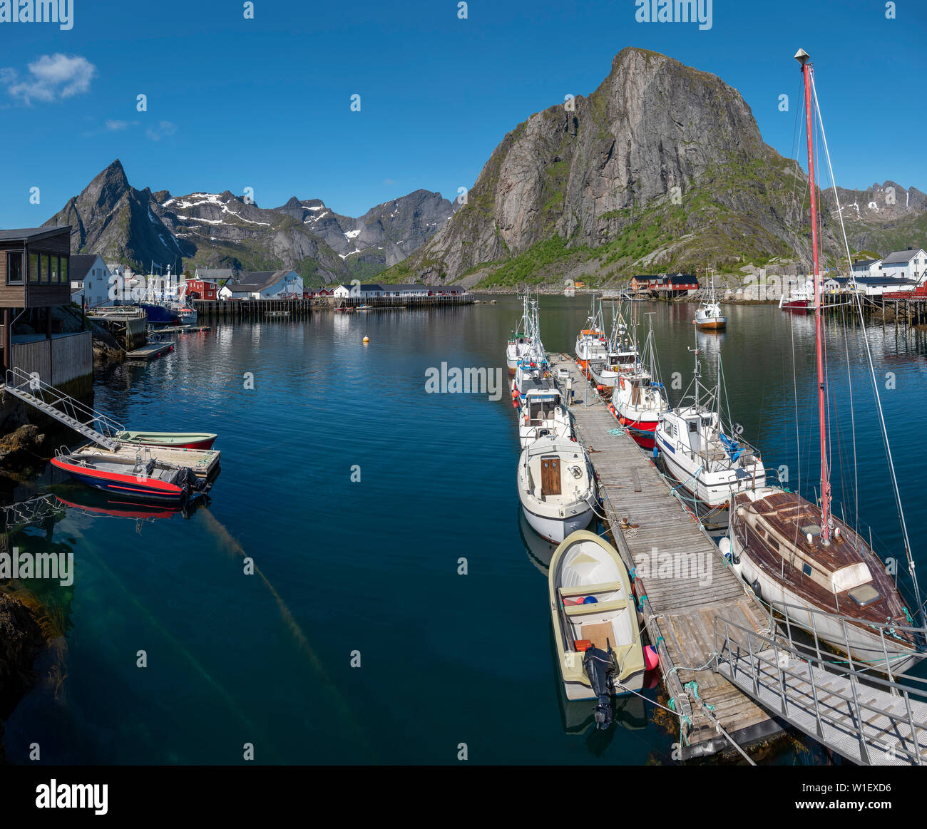 Hamnoy Harbour, Isole Lofoten,Norvegia. Foto Stock