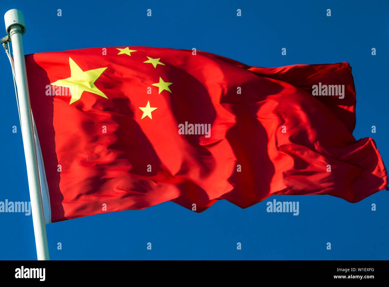 Bandiera cinese battenti, Hong Kong SAR, Cina Foto Stock