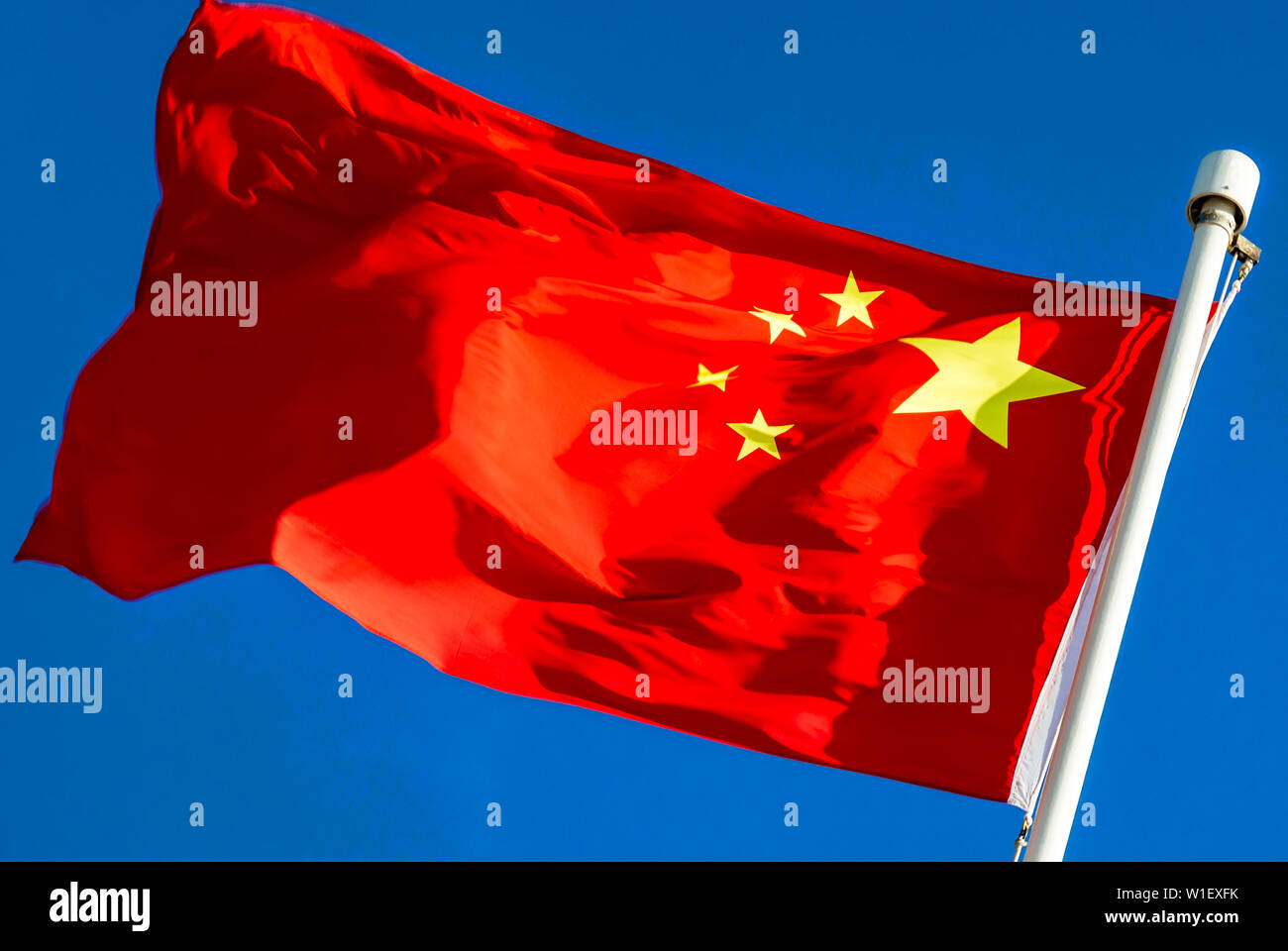 Bandiera cinese battenti, Hong Kong SAR, Cina Foto Stock
