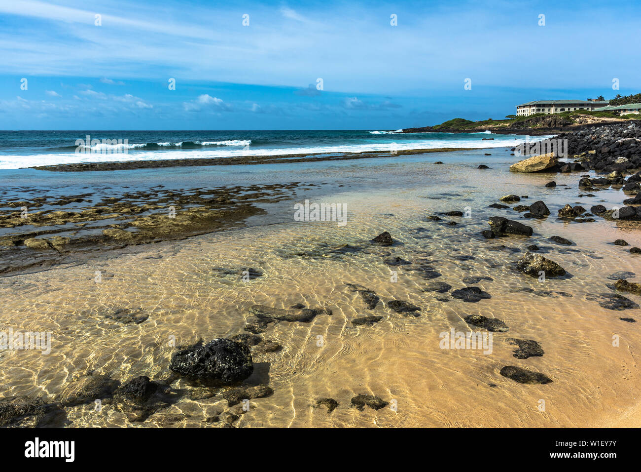 La costa della Baia di Keoniloa, Kauai, Hawaii Foto Stock