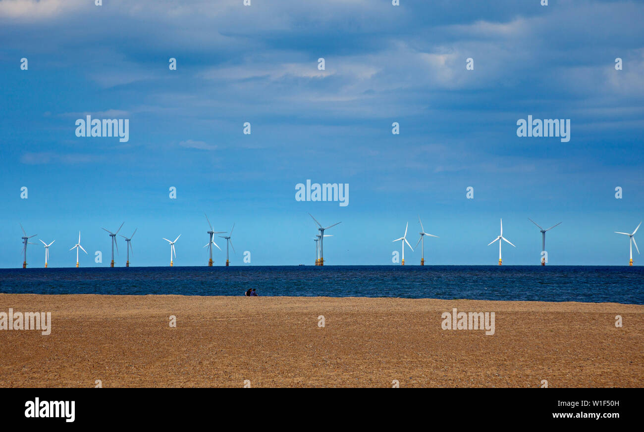 Great Yarmouth Scroby Sands, centrali eoliche, England, Regno Unito Foto Stock